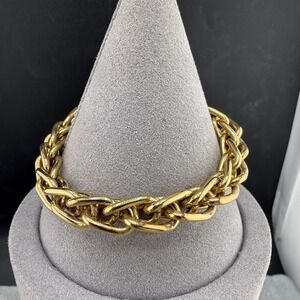 Vintage Monet Bracelet Gold Tone Chain Signed 6.5"